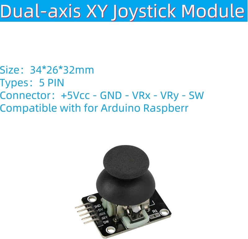 MTDELE 6Pcs Joystick Dual-axis XY Module Compatible with PS2 Game Joystick Control Lever Game Controller Sensor Board Module Compatible with for Arduino Raspberry KY-023 - Image 3